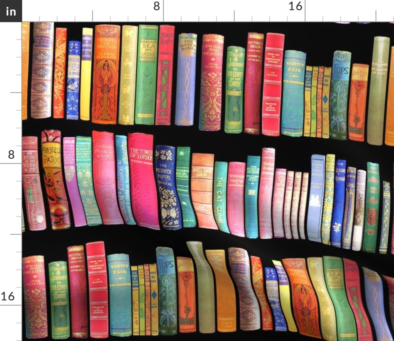 Antique Books Vintage Bookshelf Victorian Novelty Retro Library Reading English Custom Printed Fabric by Spoonflower Various Fabrics by the Yard or Fat Quarter